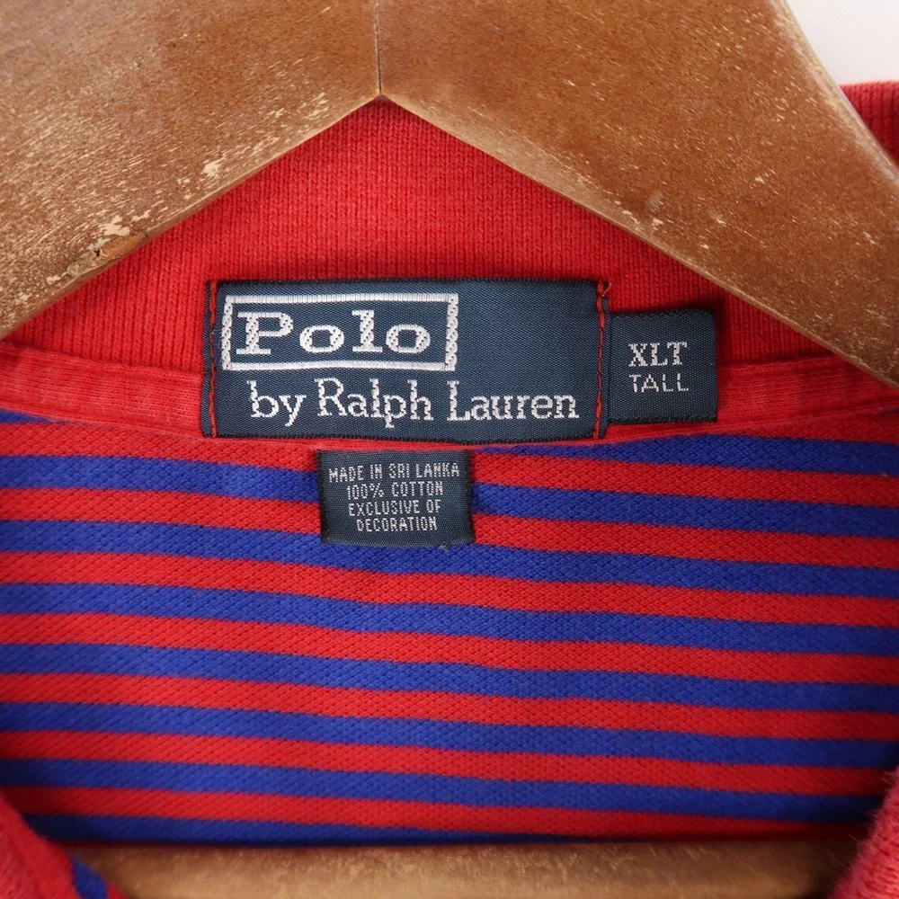 Vintage Polo Ralph Lauren Polo Shirt Men XLT  Striped Short Sleeve‎ Pique Y2K